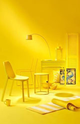 yellow room with yellow furniture